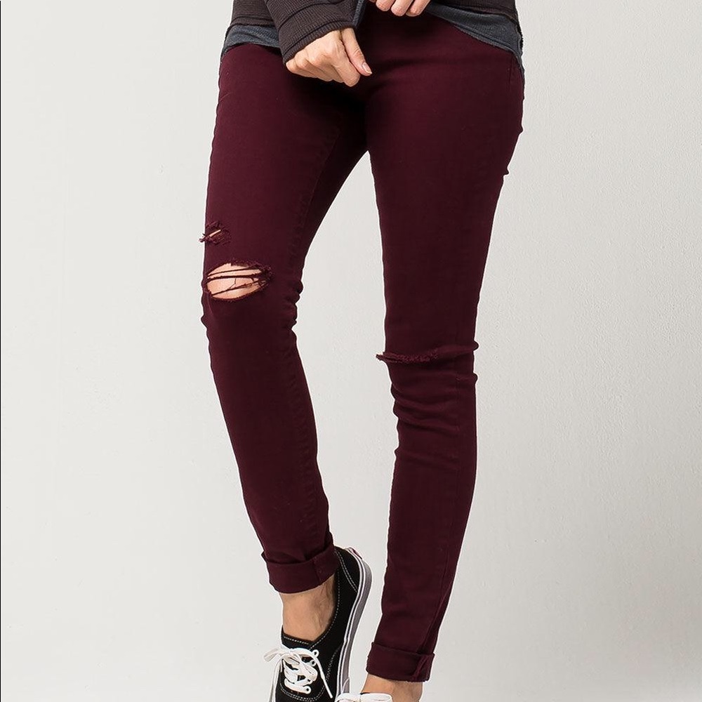 Size 3 Burgundy Almost Famous NWT Jeans